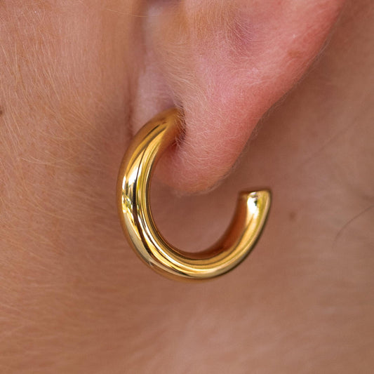 High Tide Gold Hoop Earrings, Waterproof Jewelry By ALCO. Free Delivery