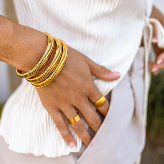 Earthbound Gold Bangle Bracelet. By ALCO Jewelry. Free Delivery