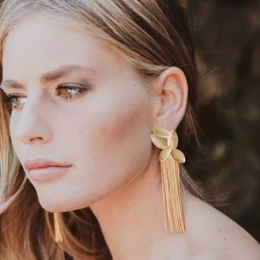 Fringed Aheli Earrings: Gold Plated. Best Selling Spanish Brand, Acus. Free Delivery