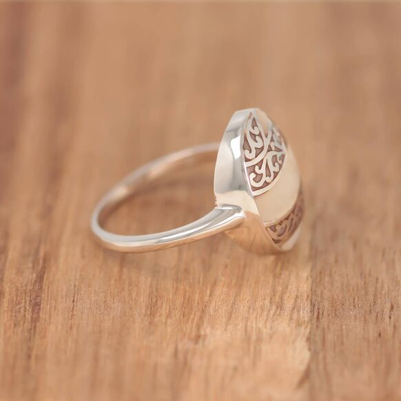 Mother of Pearl White Ring. Silver. Best Selling French Brand, Aden Bijoux.