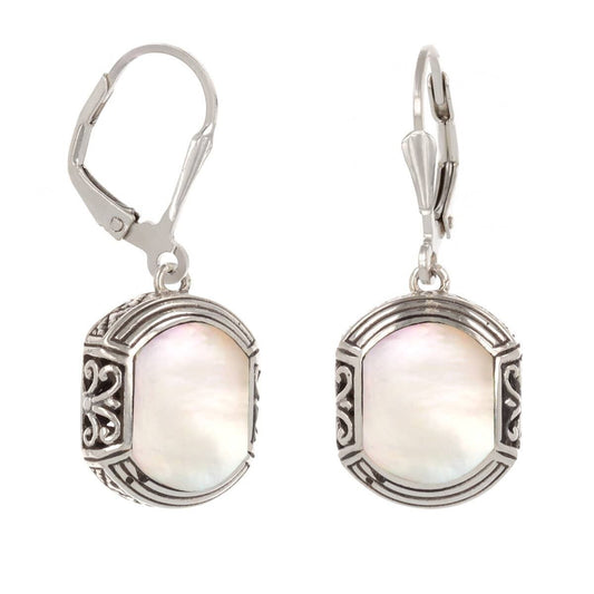Mother of Pearl White Earrings. Silver. Best Selling French Brand, Aden Bijoux. Free Delivery