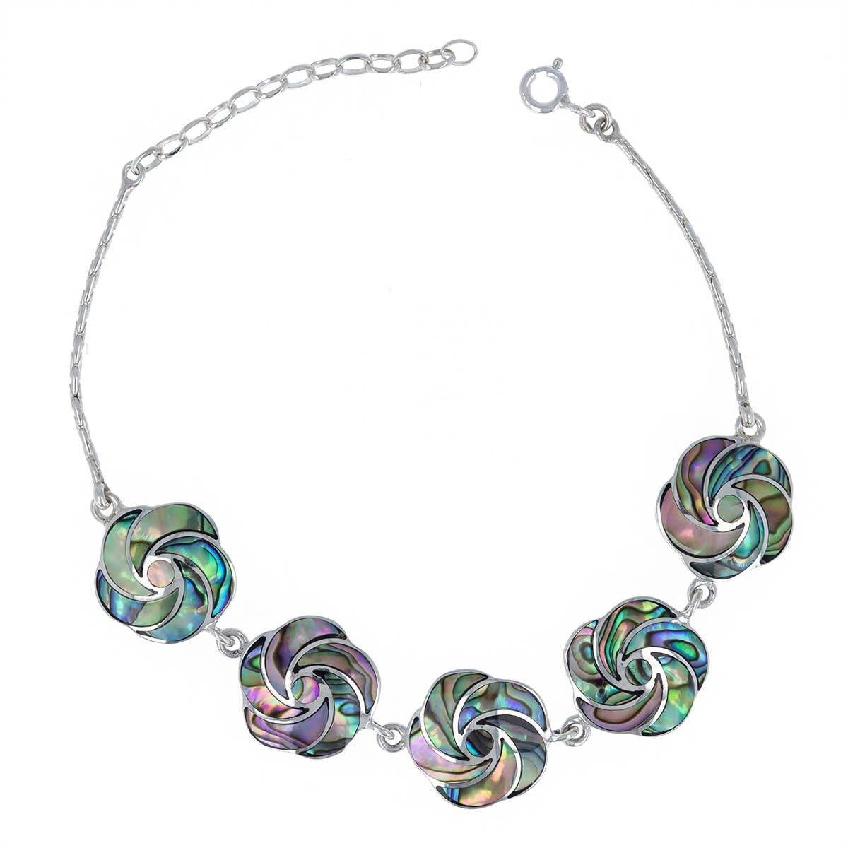 Mother of Pearl Jewelry Flower Bracelet. Silver. Best Selling French Brand, Aden Bijoux.