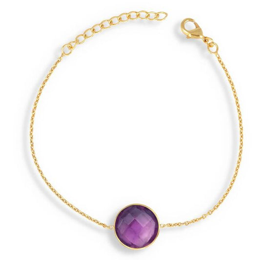 Faceted Purple Amethyst and Gold Bracelet. Best Selling French Brand, Aden Bijoux. Free Delivery