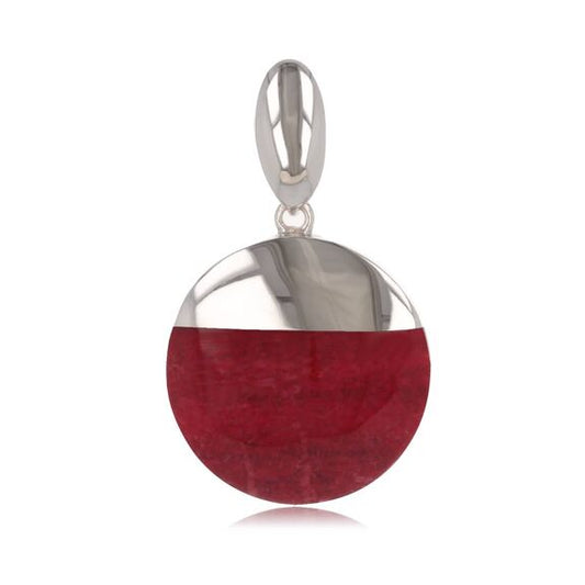 Mother of Pearl Red Necklace Pendant. Silver. Best Selling French Brand, Aden Bijoux. Free Delivery