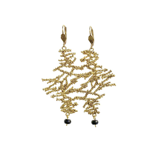 Best Selling French Jewelry Brand. Gold Plated Seawed Earrings. By Lotta Djossou. Free Delivery