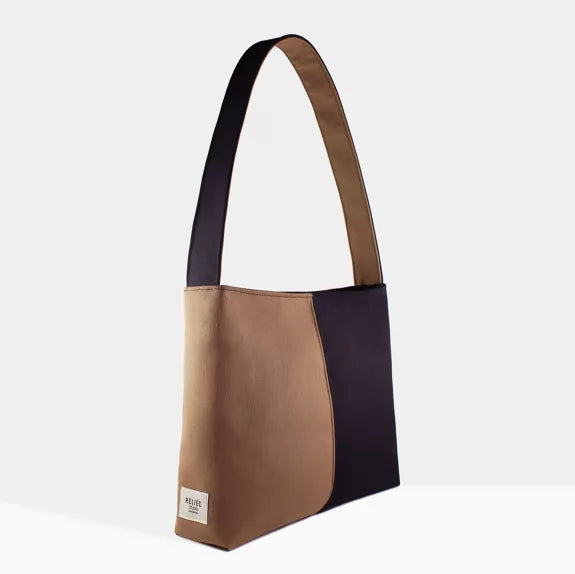 Reliee Bags. Bianca Sepia Black & Tan Vegan Leather Handbag. Free Delivery