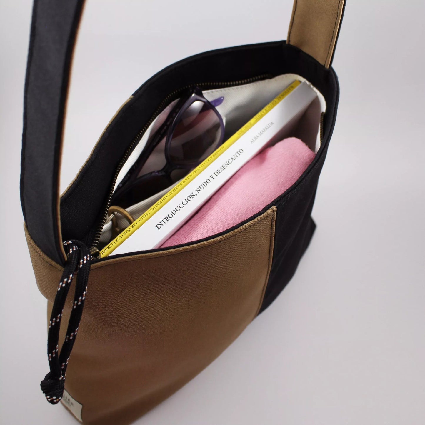 Reliee Bags. Bianca Sepia Black & Tan Vegan Leather Handbag. Free Delivery