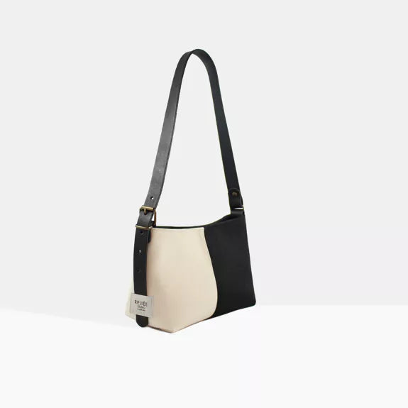 Reliee Bags. Bruna Vegan Leather Black & White Handbag. Free Delivery