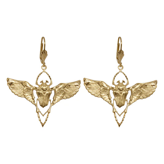 Best Selling French Jewelry Brand. Gold Plated Beetle Earrings. By Lotta Djossou. Free Delivery