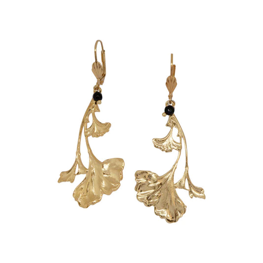 Best Selling French Jewelry Brand. Gold Plated Ginkgo Leaf Earrings. By Lotta Djossou. Free Delivery