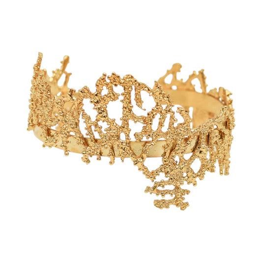 Best Selling French Jewelry Brand. Gold Plated Bracelet Manchette Seaweed. By Lotta Djossou. Free Delivery