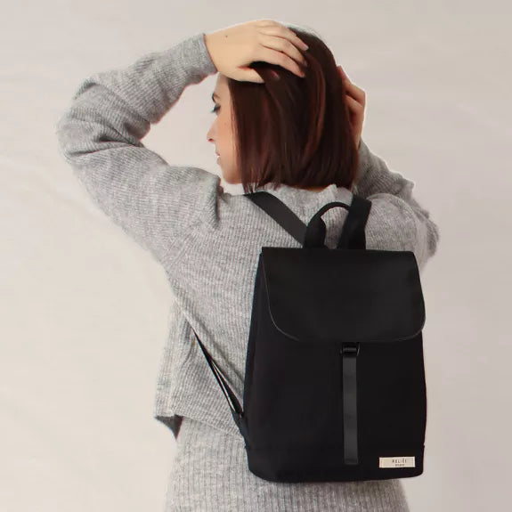 Reliee Bags. Mel Classic Vegan Leather Black Backpack. Free Delivery