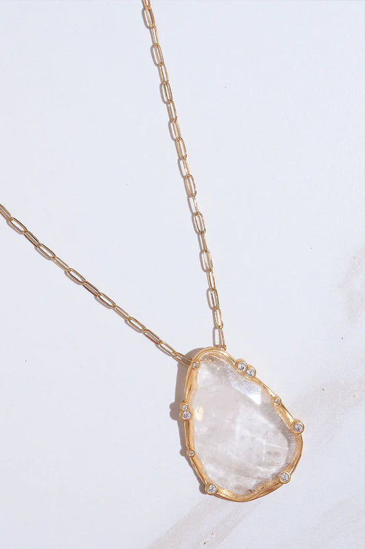 Best Selling USA Brand. Rare Matters. Clear Quartz Teardrop Gemstone Pendant Necklace. Sustainable Jewelry. Free Delivery.
