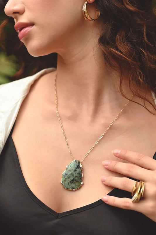 Best Selling USA Brand. Rare Matters. African Turquoise Teardrop Gemstone Pendant Necklace. Sustainable Jewelry. Free Delivery.