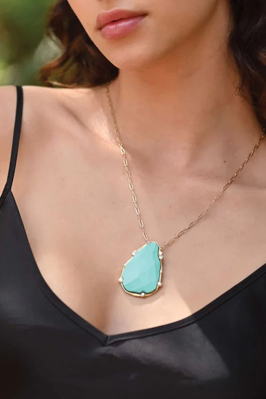 Best Selling USA Brand. Rare Matters. Turquoise Teardrop Gemstone Pendant Necklace. Sustainable Jewelry. Free Delivery.