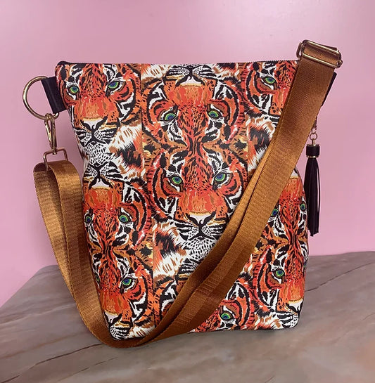 Chloe Croft. Tiger Repeated Design. Vegan Bag. Free Delivery.