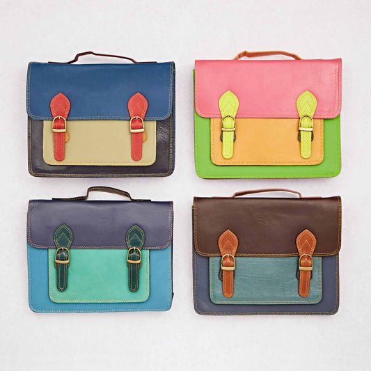 Fairtrade Leather Satchels. Best Selling British Brand, Paper High. Free Delivery