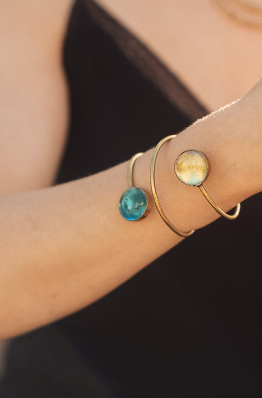 Best Selling Kenyan Brand, Gold Plated Msia Turquoise Bracelet By Lamu Jewelry. Free Delivery
