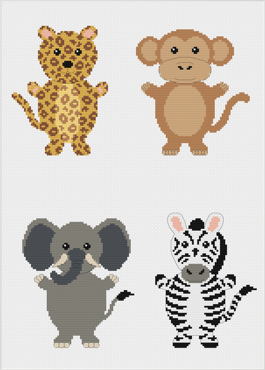Safari Animals Cross Stitch Full Kit #2 by Meloca Cross Stitch Kit Designs