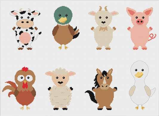 Farm Animals Cross Stitch Full Kit by Meloca Cross Stitch Kit Designs