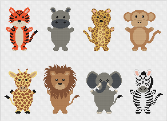 Safari Animals Cross Stitch Full Kit #3 by Meloca Cross Stitch Kit Designs