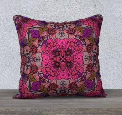 Nuvula - Pink Floral Velvet Cushion