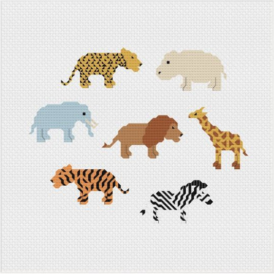 Safari Animals Cross Stitch Full Kit #1 by Meloca Cross Stitch Kit Designs