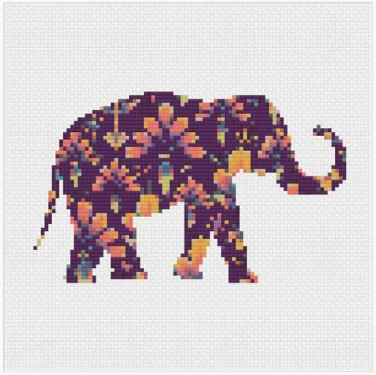 Floral Elephant Cross Stitch Full Kit by Meloca Cross Stitch Kit Designs