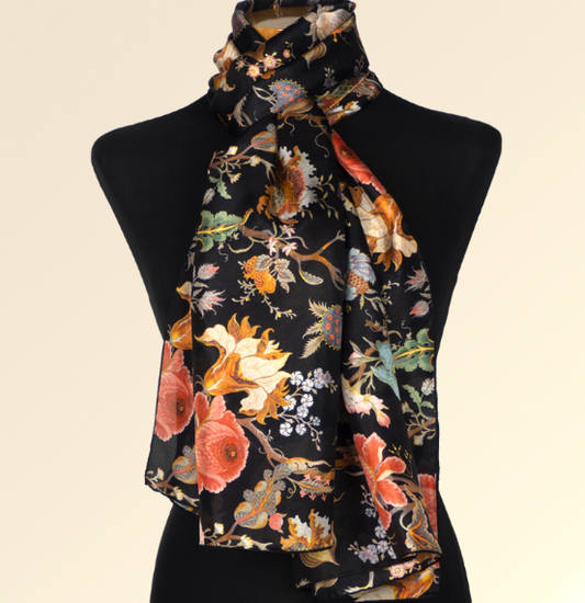 OLALLA GAMBIN - Habotai Aubrey Art Nouveau silk scarf