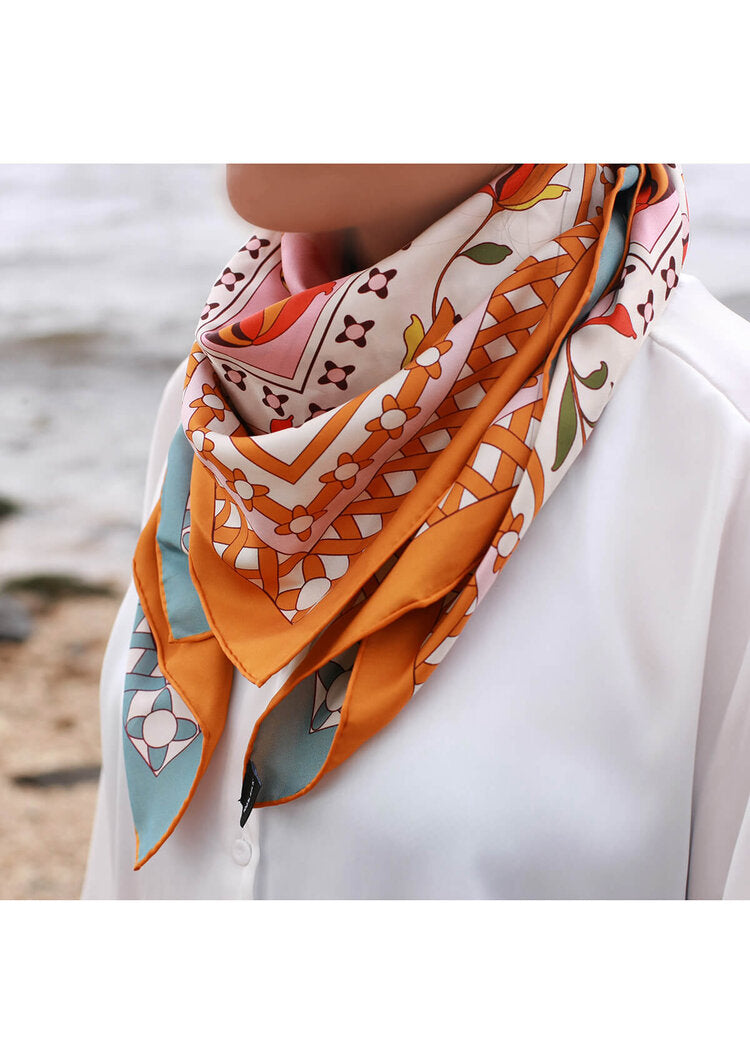 Jessie Zhao. Double Sided Silk Scarf Of Tropical Love